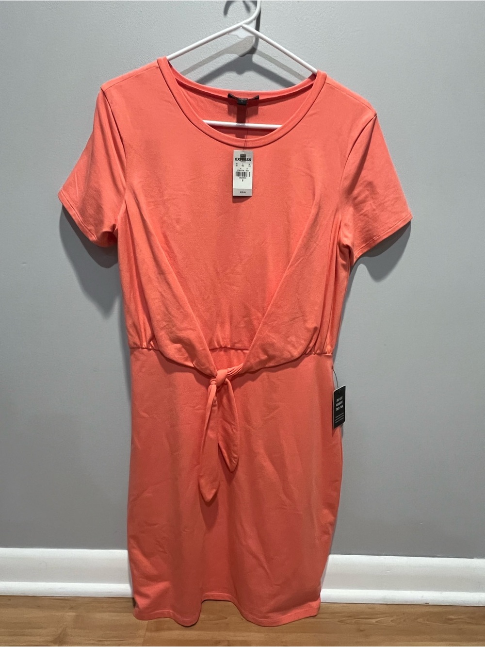 🧡 Express Coral Tie Front Dress – Size Small – NWT ✨